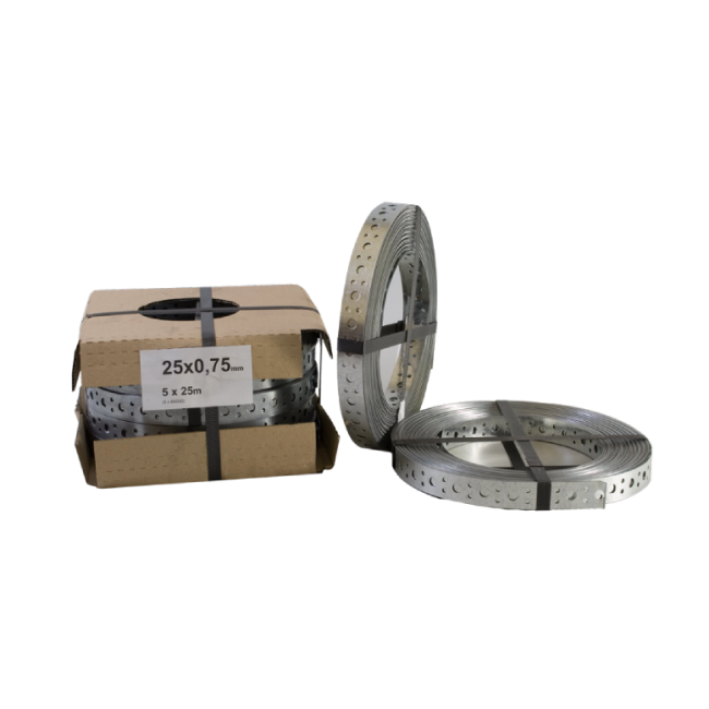 Rouleau de bande de suspension de 25 mètres perforée 17 x 0.6mm Rouleau de bande de suspension de 25 mètres perforée 17 x 0.6mm